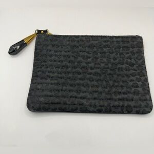 KEMPTON & Co Charcoal leopard biker suede pouch